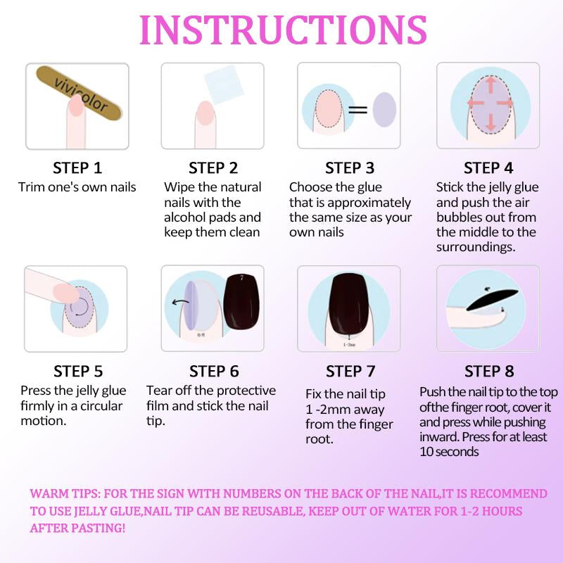 Radiant Touch SWEET COOL FINGERTIPS 24PCS Handmade Press on Nails REUSABLE 3D Gel Fake Nails
