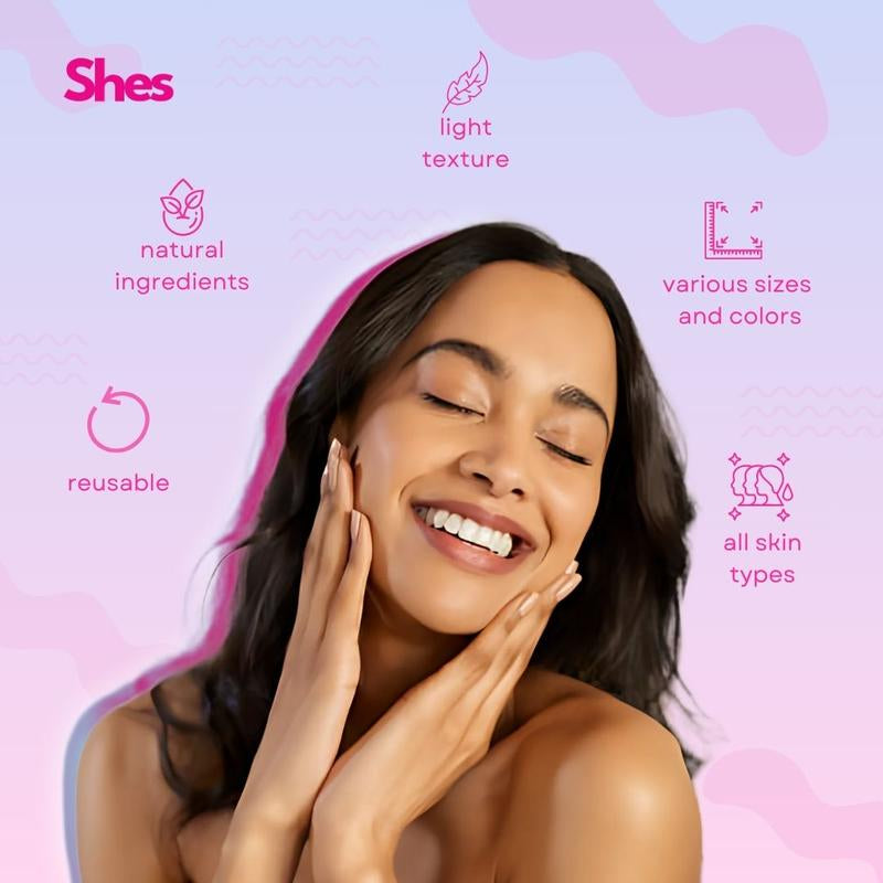 SHES Two Pairs in Box Nipple Covers - One Adhesive and One Non-Adhesive, Lightweight, Comfortable, Backless, Fabrics, Seamless