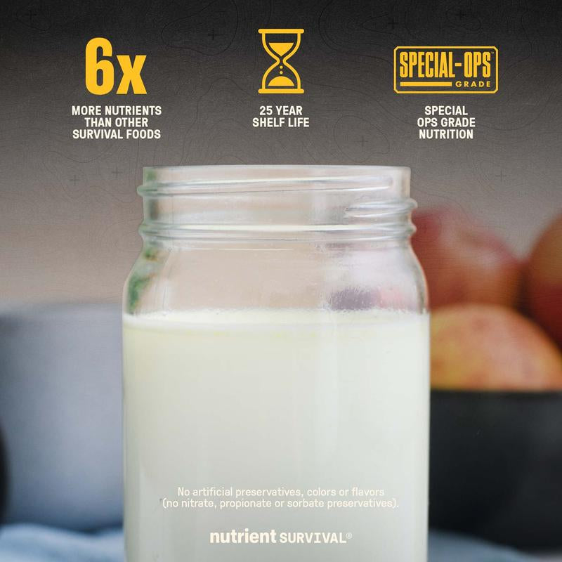 Nutrient Survival Vitamin Powdered Milk, Freeze Dried Prepper Supplies & Emergency Food Supply, 21 Essential Nutrients, Soy & Gluten Free, Shelf Stable up to 25 Years, One Can, 50 Servings