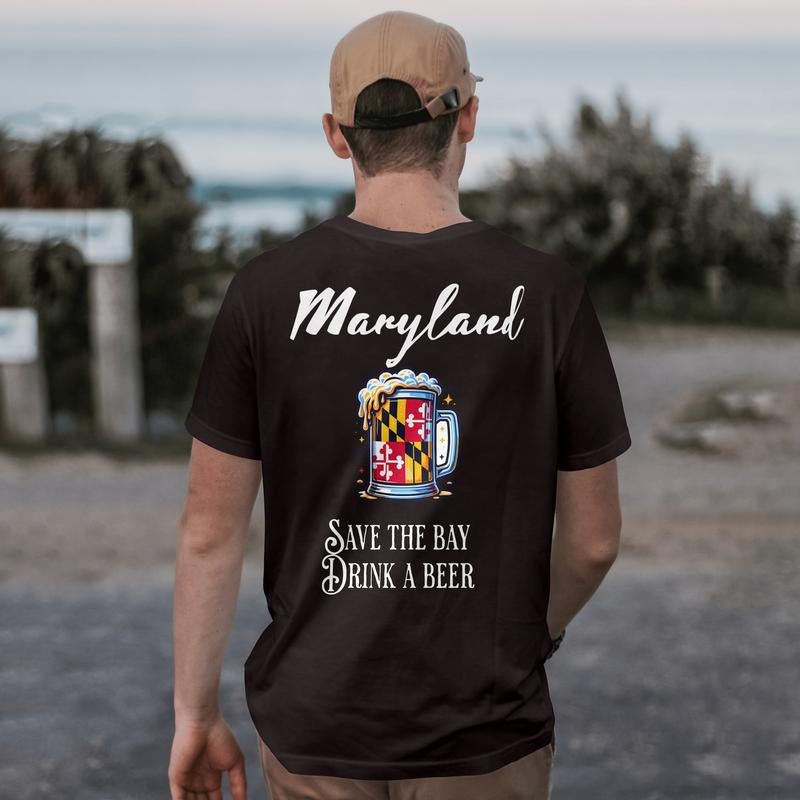 Steve'S save the Bay Maryland Shirt Comfort Soft T Shirt Casual Menswear