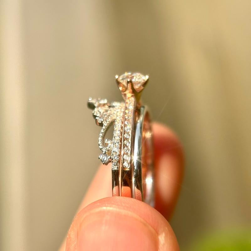 Princess Crown 925 Sterling Silver Moissanite Ring Set Wedding Rings Girlfriend Gift Jewelry