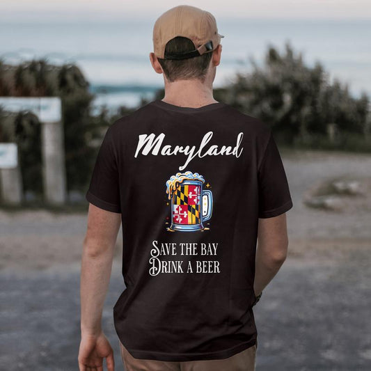 Steve'S save the Bay Maryland Shirt Comfort Soft T Shirt Casual Menswear